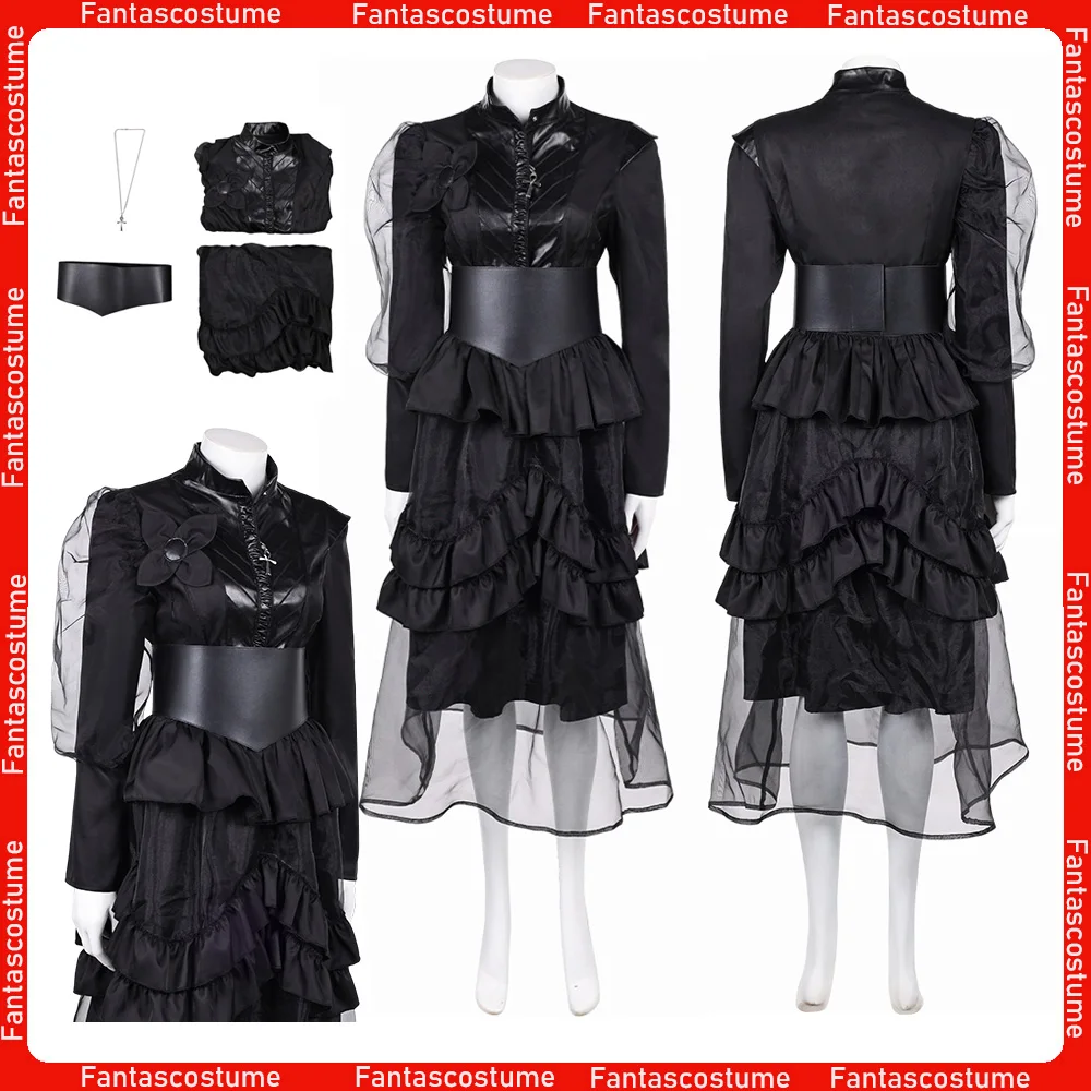 

Lucienne Cosplay Black Dress Necklace Outfits Movie San Roleplay Man Fantasy Women Disguise Costume Suit for Halloween Carnival