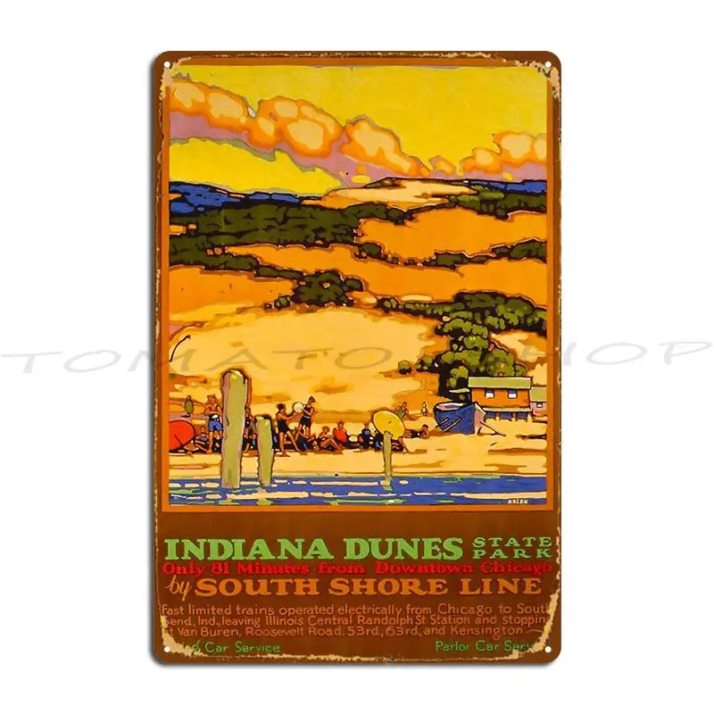 Indiana Dunes Vintage Travel Metal Plaque Poster Wall Pub Home Pub Party Character Tin Sign Poster