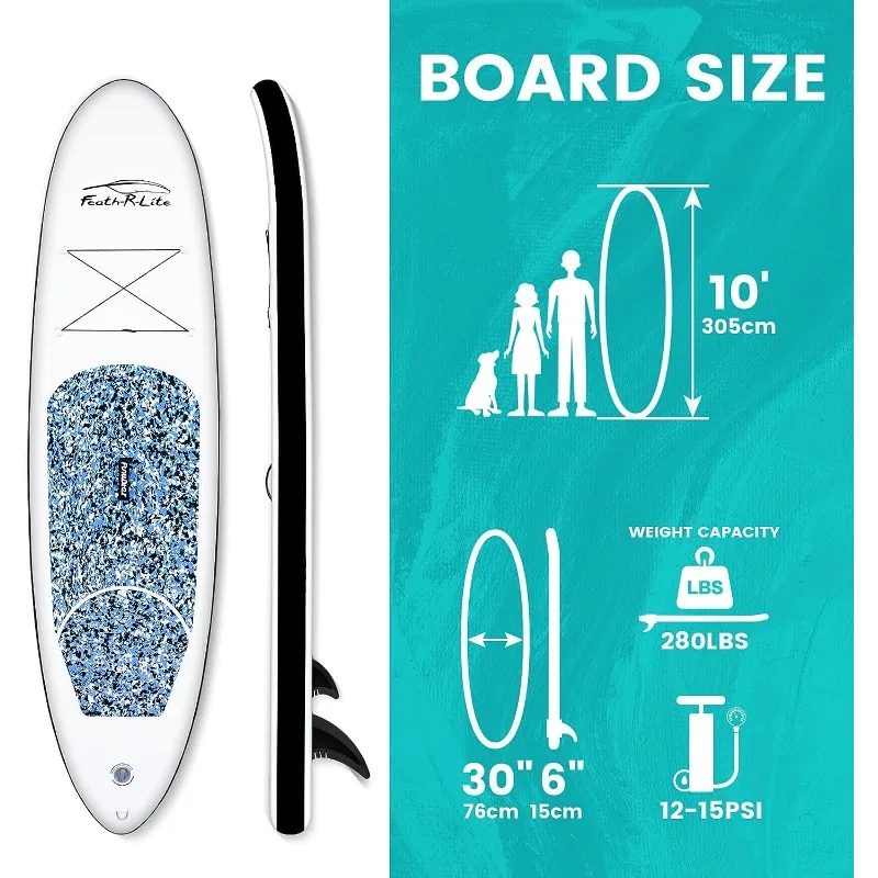 FEATH-R-LITE Inflatable Stand Up Paddle Board 10'x30''x6'' Ultra-Light (16.7lbs) SUP with Paddleboard Accessories