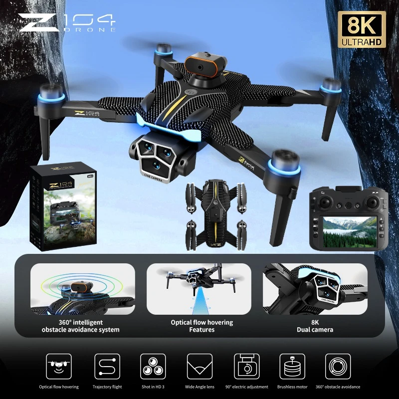 

Z104 RC Drone Wide-angle 8K HD Professinal Duals Camera 4.5-inch screen remote control 360° Obstacle Avoidance Quadcopter Toys