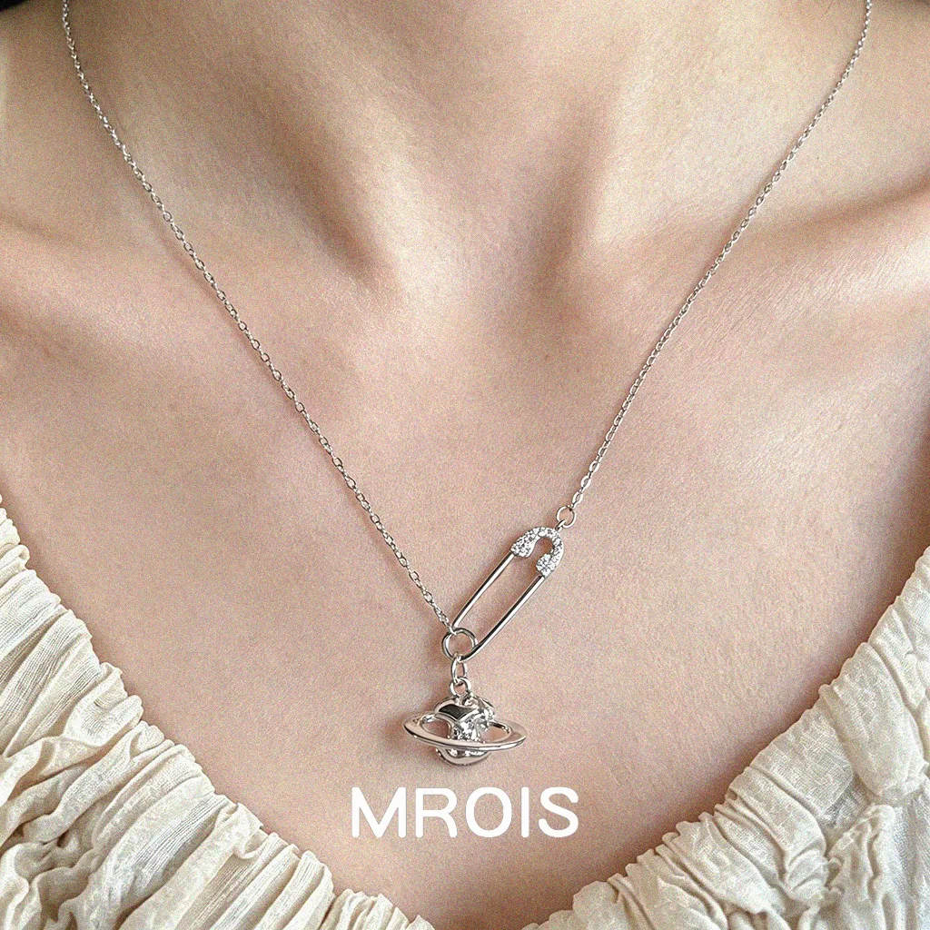 Star Trail~ Original Design Planet Pin Zircon Clavicle Chain Personality Cool Sense Niche Light Luxury Creative Necklace Female
