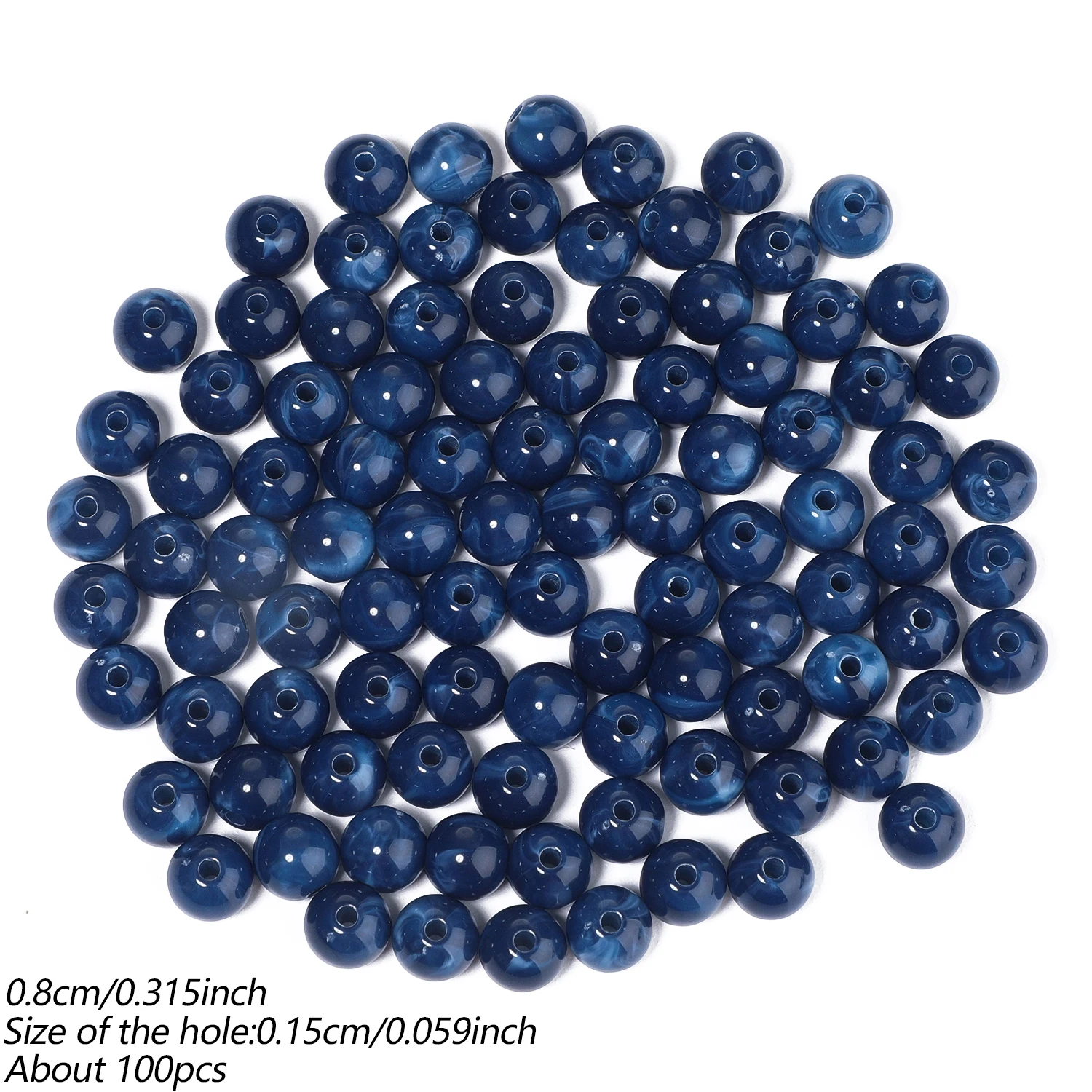 100 Stück 8mm Runde Acrylperlen Mehrfarbige Lose Abstandsperlen für DIY Ohrringe, Armbänder, Halsketten und Schmuckherstellung Zubehör – Detail 15