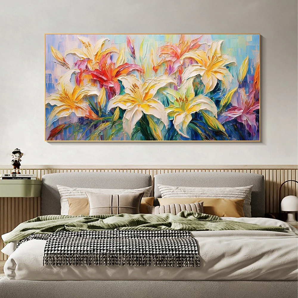 Handmade Original Flower Oil Painting On Canvas Large Wall Art Abstract Yellow Floral Painting Modern Living Room Home Decor