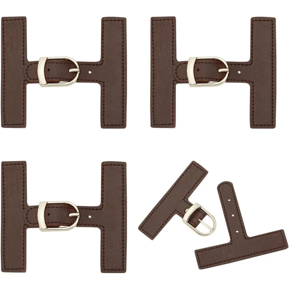 

4 PCS Leather Sew-On Toggles Closures Coconut Brown Leather Snap Toggle Sew On Duffle Jacket Buckle Metal Leather Clasp