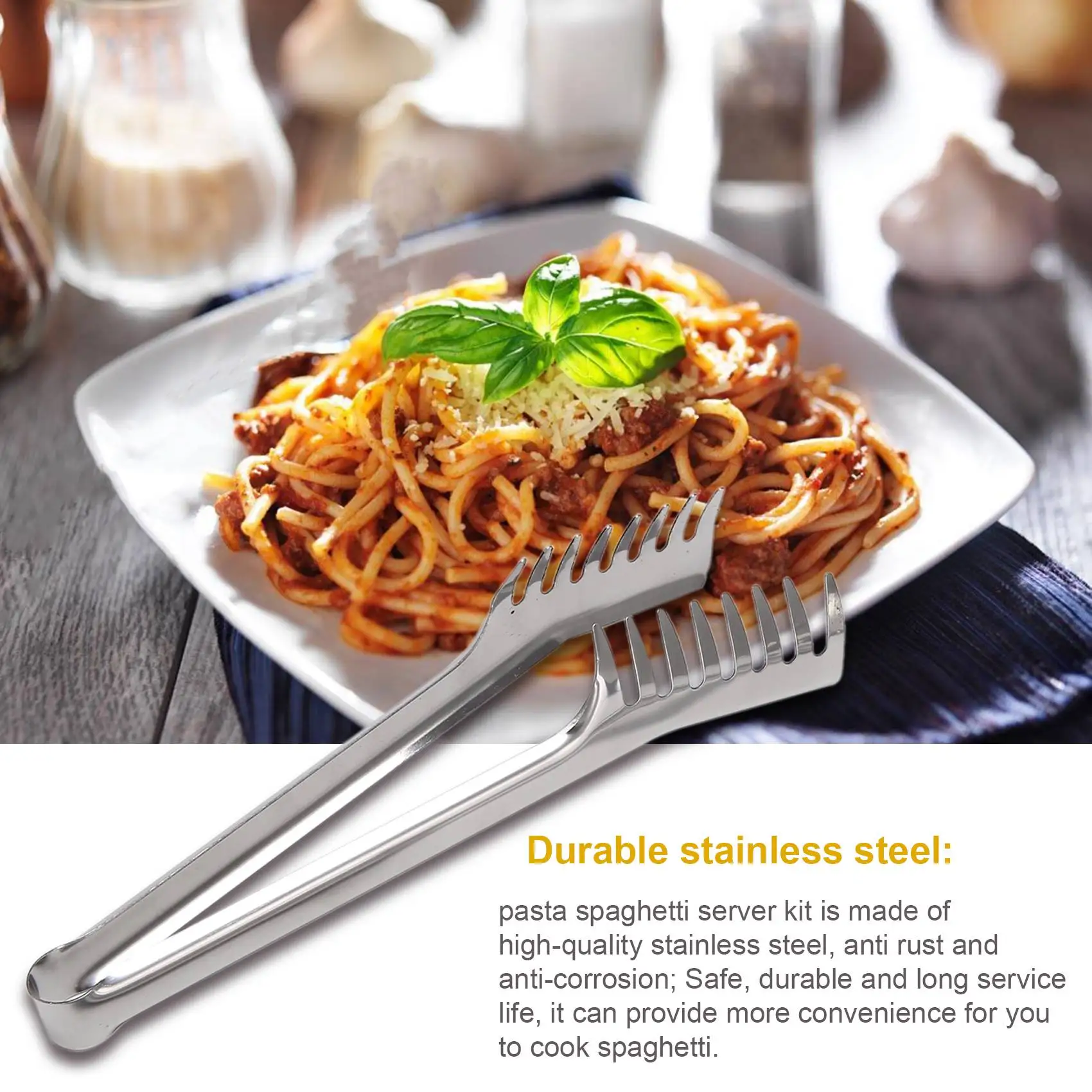 2 Pieces Stainless Steel Spaghetti Server Set, Stainless Steel Spaghetti Pasta Tong, Pasta Spoon Server Fork