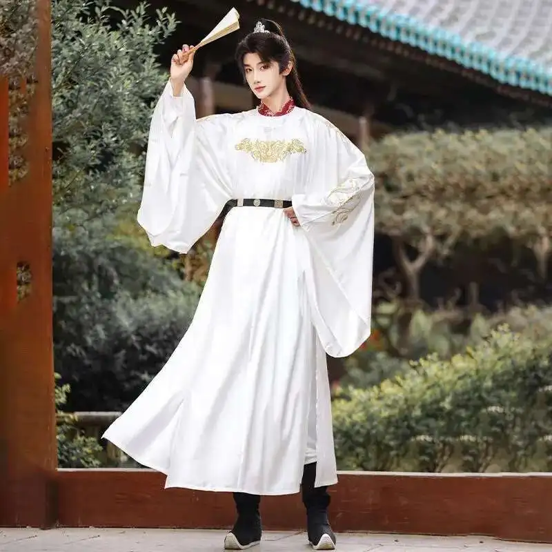 Ming Dynasty Embroidered Round Neck Robe For Men Hanfu Spring, Summer, And Autumn New Products 