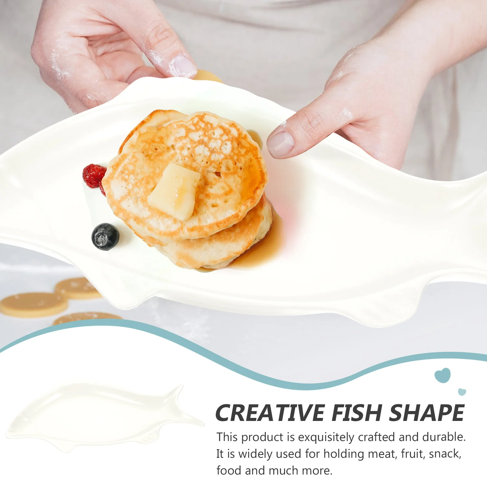 

Ceramic Fish Shape Food Serving Plate Multi-Functional Storage Tray Snack Holder Fruit Meat Ceramic Plates