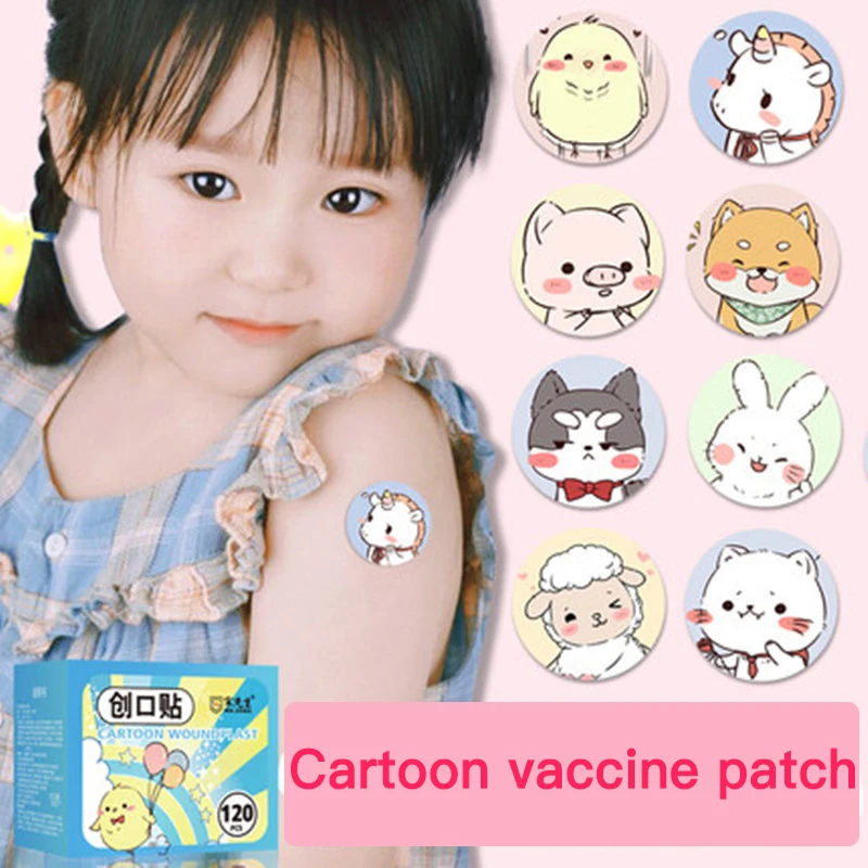 120pcs/set Children Round Band Aid Vaccinum Syringe Injection Orifice Hole Patch Wound Plaster Waterproof Adhesive Bandages