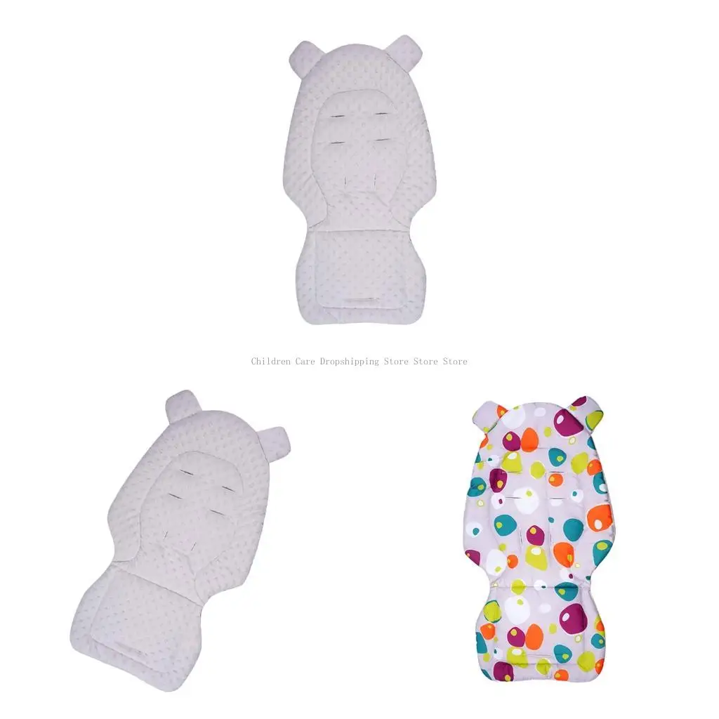 

Cotton Dotted Backing Strollers Insert Removable Anti Slip Cushion Soft Cotton Pad for Pram Highchairs 81x41cm