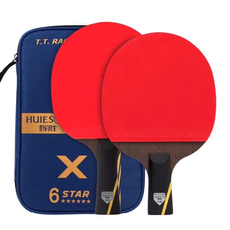 

HUIESON X6 2pcs 6-stars Table Tennis Rackets 7Ply Carbon Fiber Raquete Tenis De Mesa Ping Pong Paddle Sports With A Carry Bag