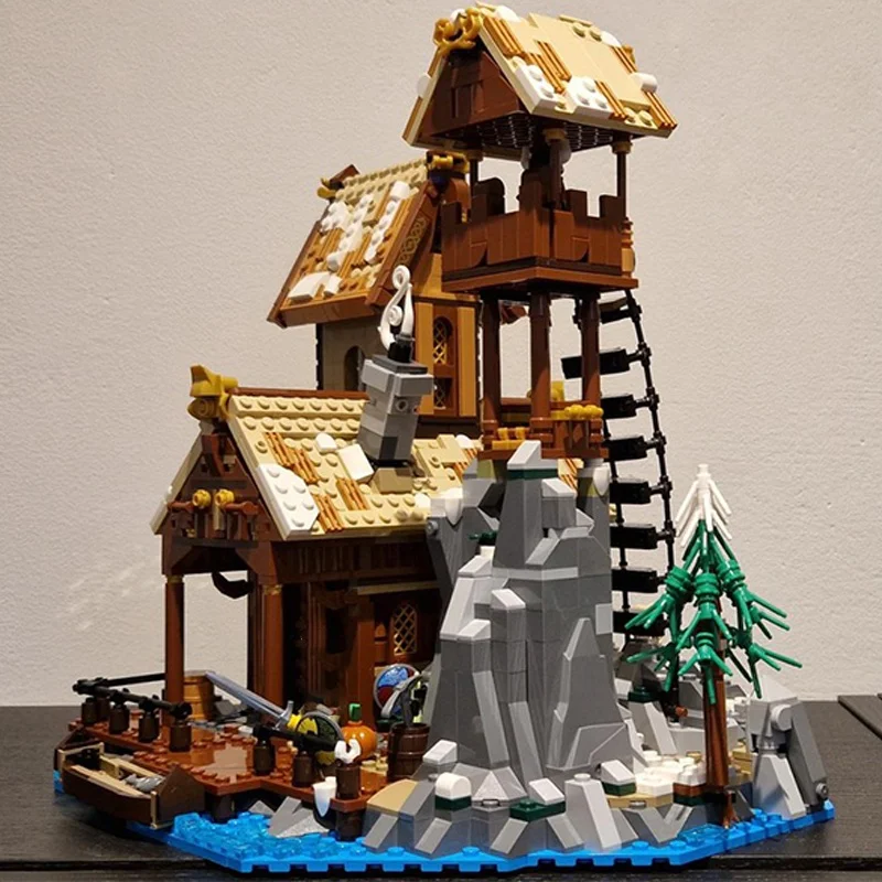 1837 pièces MOC Viking Port maison idées et modèle CUUSOOed jouet blocs de Construction Construction cadeau de noël bricolage brique créative enfants