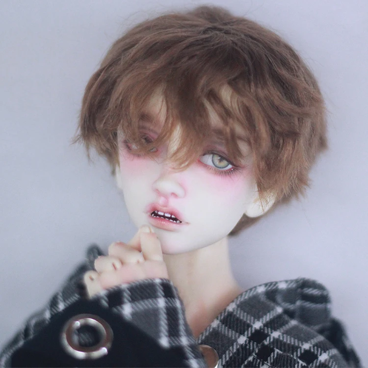 D04-P123 kinderen handgemaakte speelgoed 1/3 1/4 1/6 SSDF pop BJD/SD pop Bruin zwart licht gekruld pluizige zachte pruik 1 stks