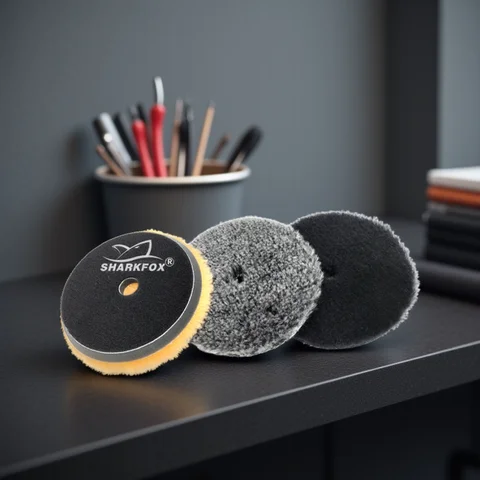 Sharkfox 5/6Inch High Density Lambs Woollen Polish buffing Pad Wool Polishing Pad for Car Polisher Wool Pad