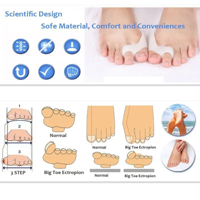 فاصل إصبع القدم من هلام السيليكون ، جهاز تقويم أصابع القدم ، إبهام القدم وأروح الإبهام ، نقالات العناية بالأقدام ، واقي ورم الورم ، مصحح مستقيم القدم ، 2