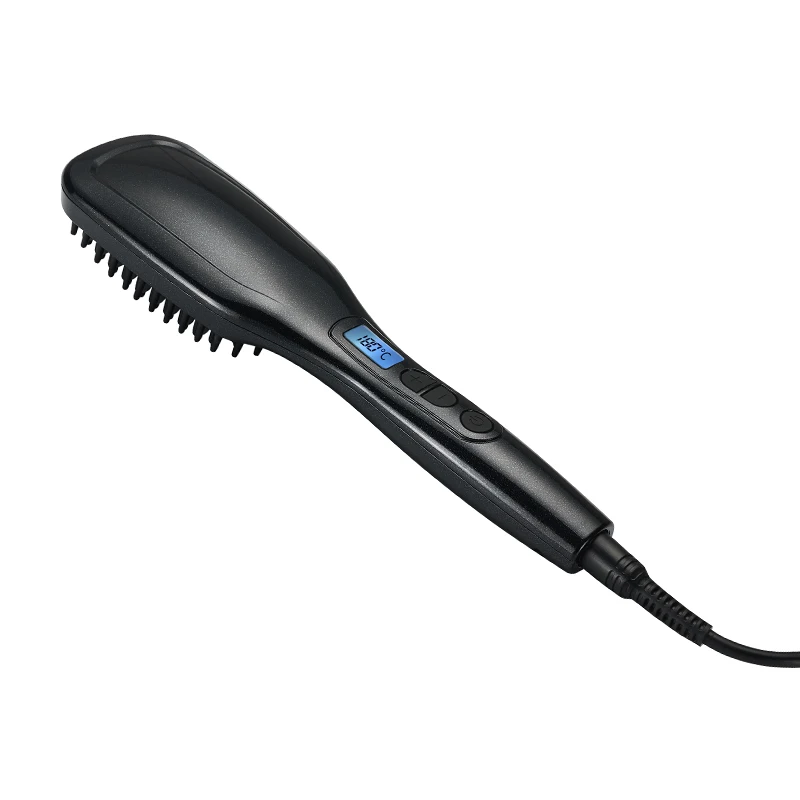 Hot Selling  High Quality  Private Label LCD Display Hair Straightening Brush Straight Hair Ceramic Flat Iron Electric Hair Comb