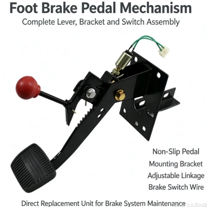 Brake Pedal Assembly with Master Cylinder, Single Circuit Foot Brake Unit, Hydraulic Brake Switch for Low-Speed Electric Vehicle