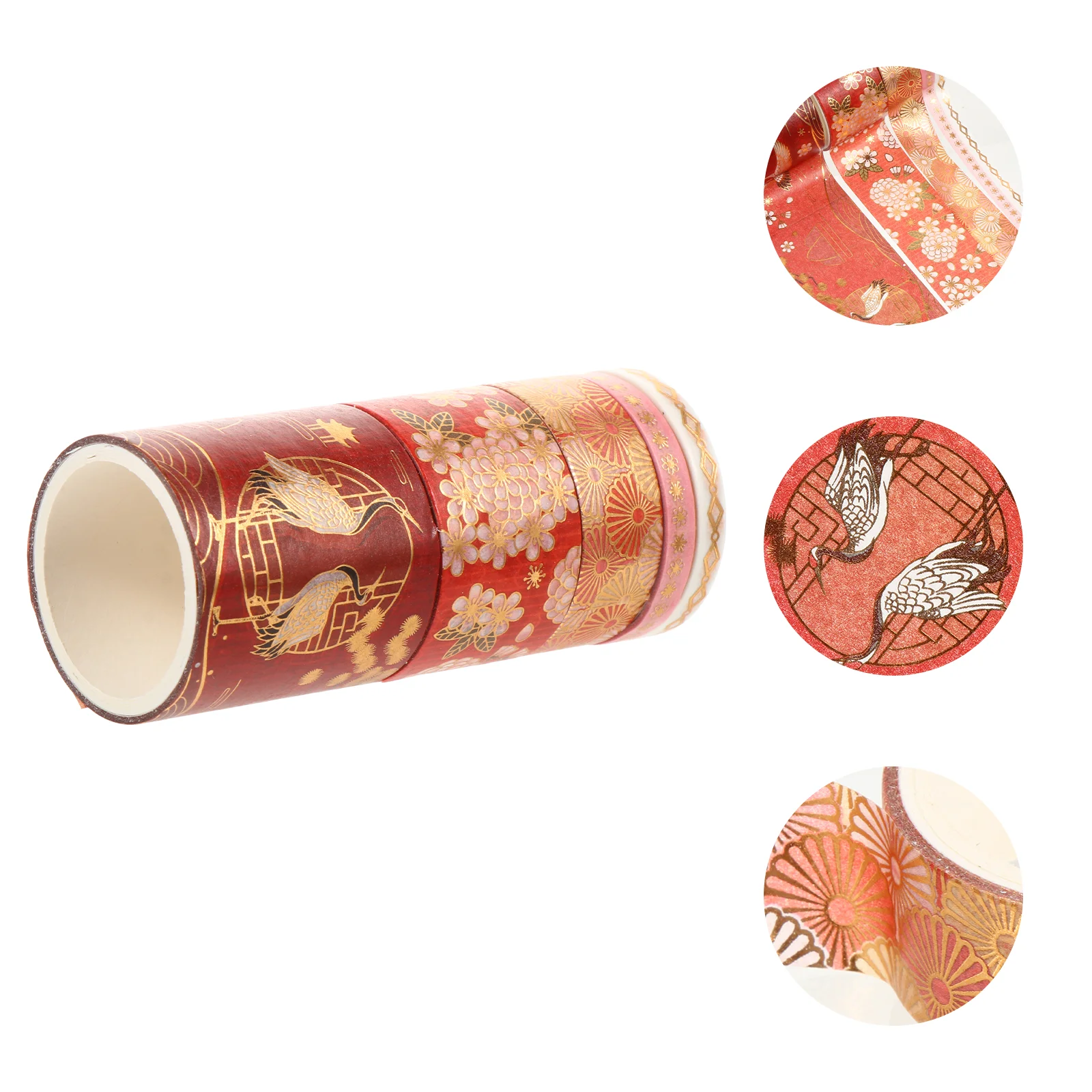 5 Rolls Japanese-style Tape Crane Washi Student Decor Masking Paper Double-sided Decorative DIY Craft