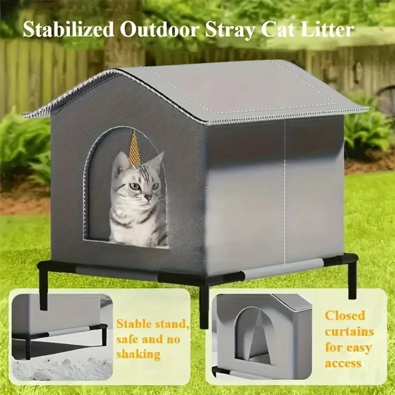 Stray Cat Houses with Mat Waterproof Summer Cool Shelter Foldable Pet Cave Nest Sleeping Beds for Outdoor Cats Small Dog Puppies view 4