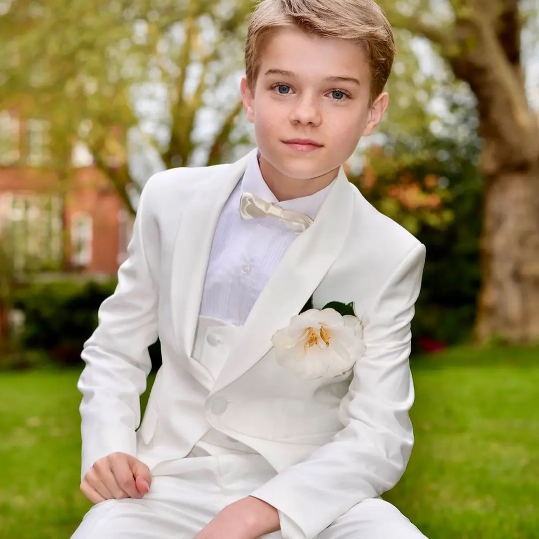 Ivoor Jongen Formele Pakken Diner Tuxedos Kleine Jongens Kids Voor Wedding Party Prom Verjaardag Slijtage 3 Stuks (Jas + vest + Broek)