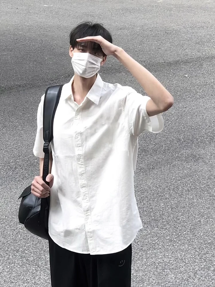 

Cheatfit Color ort Sve irt Men's Summer Youth Sle College Wind White irt Thin Outerwear Cotton Loose Fit