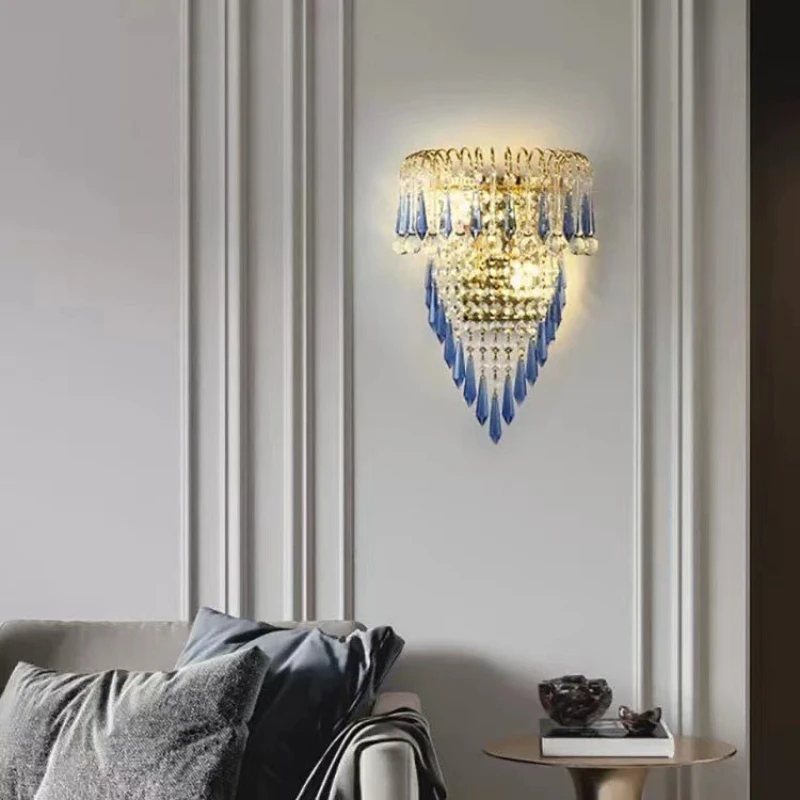 Creative Simple Modern Crystal Wall Lights Single Head Bedhead Mirror Front Bedroom Wall Lamps Living Dining Room Villa Sconces
