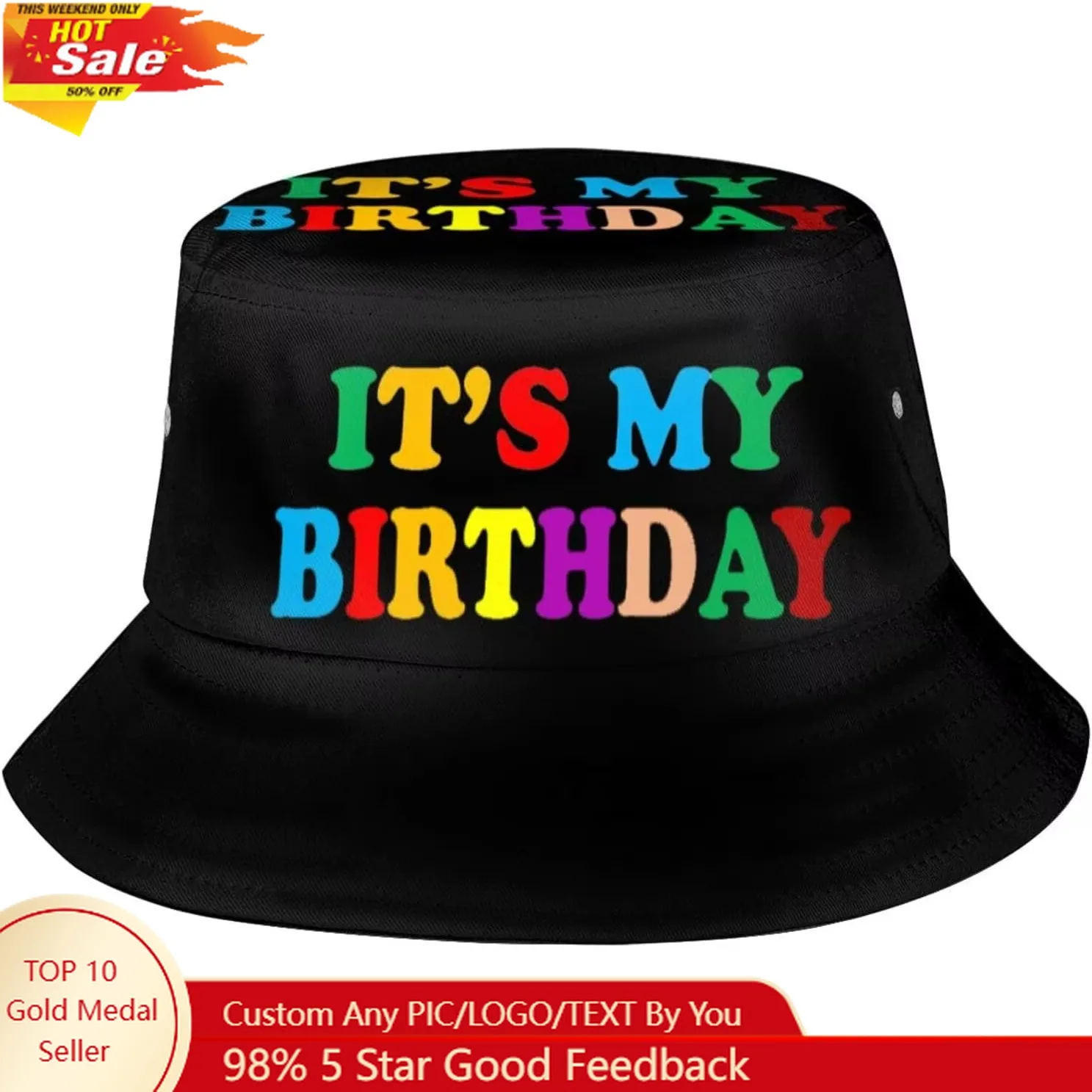 

Its My Birthday Bucket Hat Unisex Birthday Hat Outdoor Beach Summer Fisherman Cap for Men Women Teens