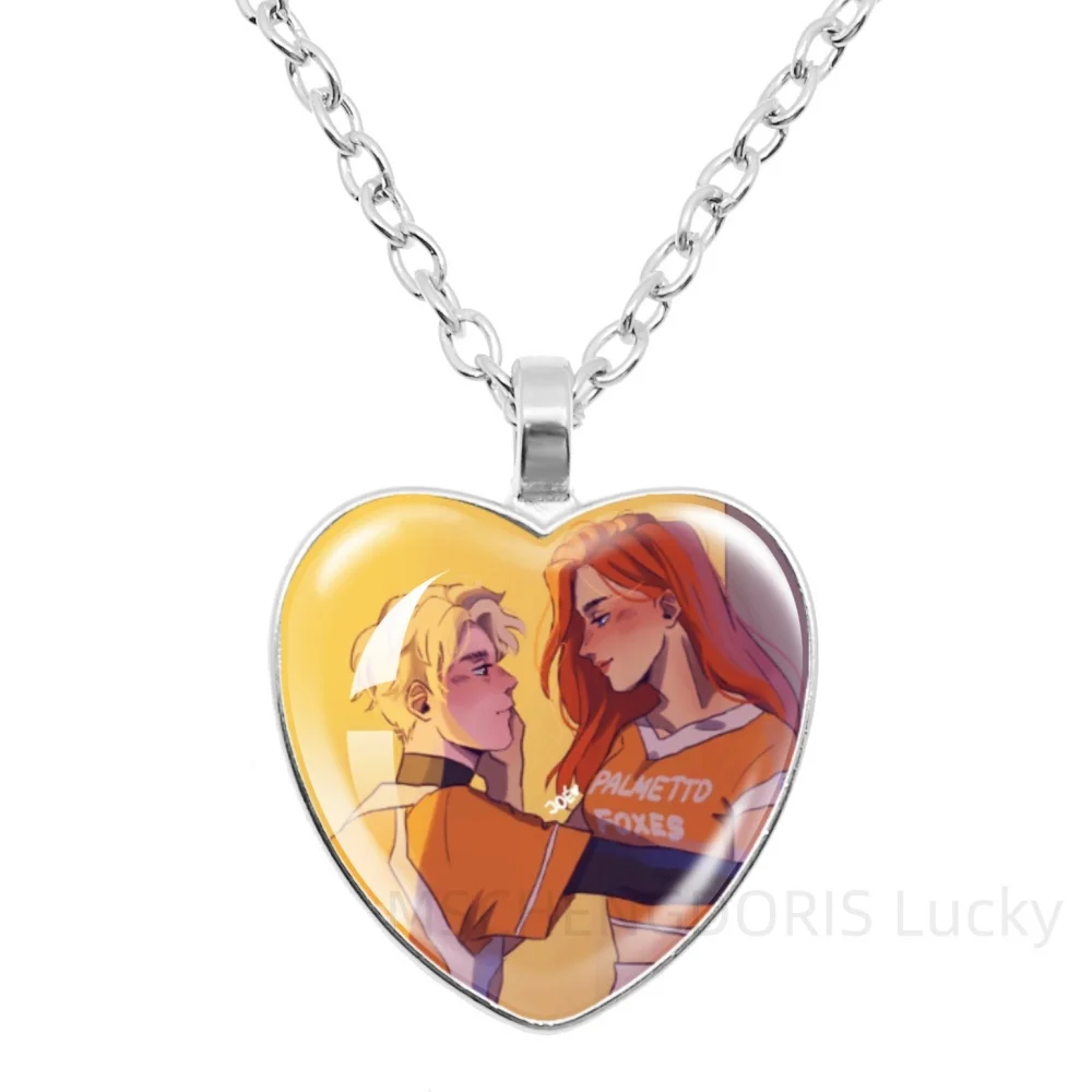 The Foxhole Court Necklace Foxes Palmetto State Fight  Glass Heart-Shape Pendant Necklace Ornament Decor Fans Charm Jewelry Gift