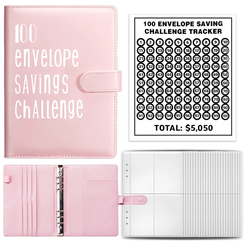 

100 Envelopes A5 Money Saving Challenge Binder with Cash Envelopes Easy and Fun Way To Save $5,050 Savings Binder 52 Week