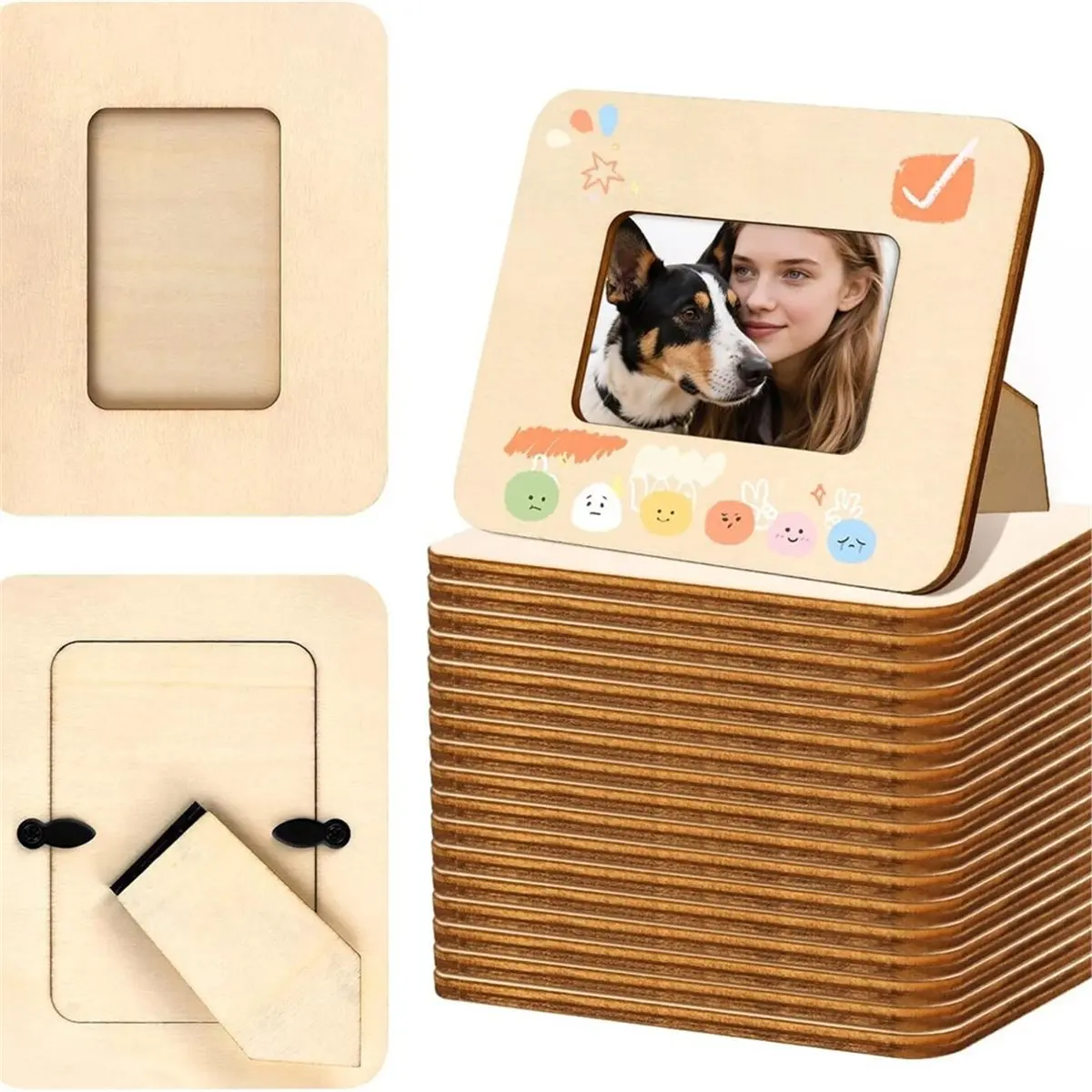 HITL 10Pcs Wooden Photo Frames Set Paintable DIY Craft Picture Frames for Kids School Art Projects Home Wall Decoration Party