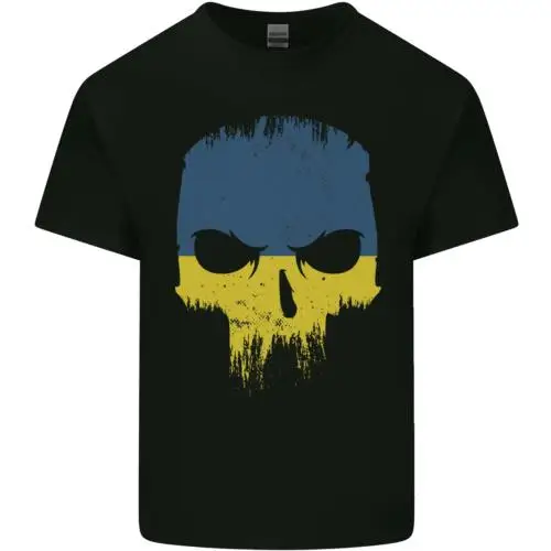 Ukraine Skull Gym Bodybuilding Biker Mens Cotton T-Shirt Tee Top