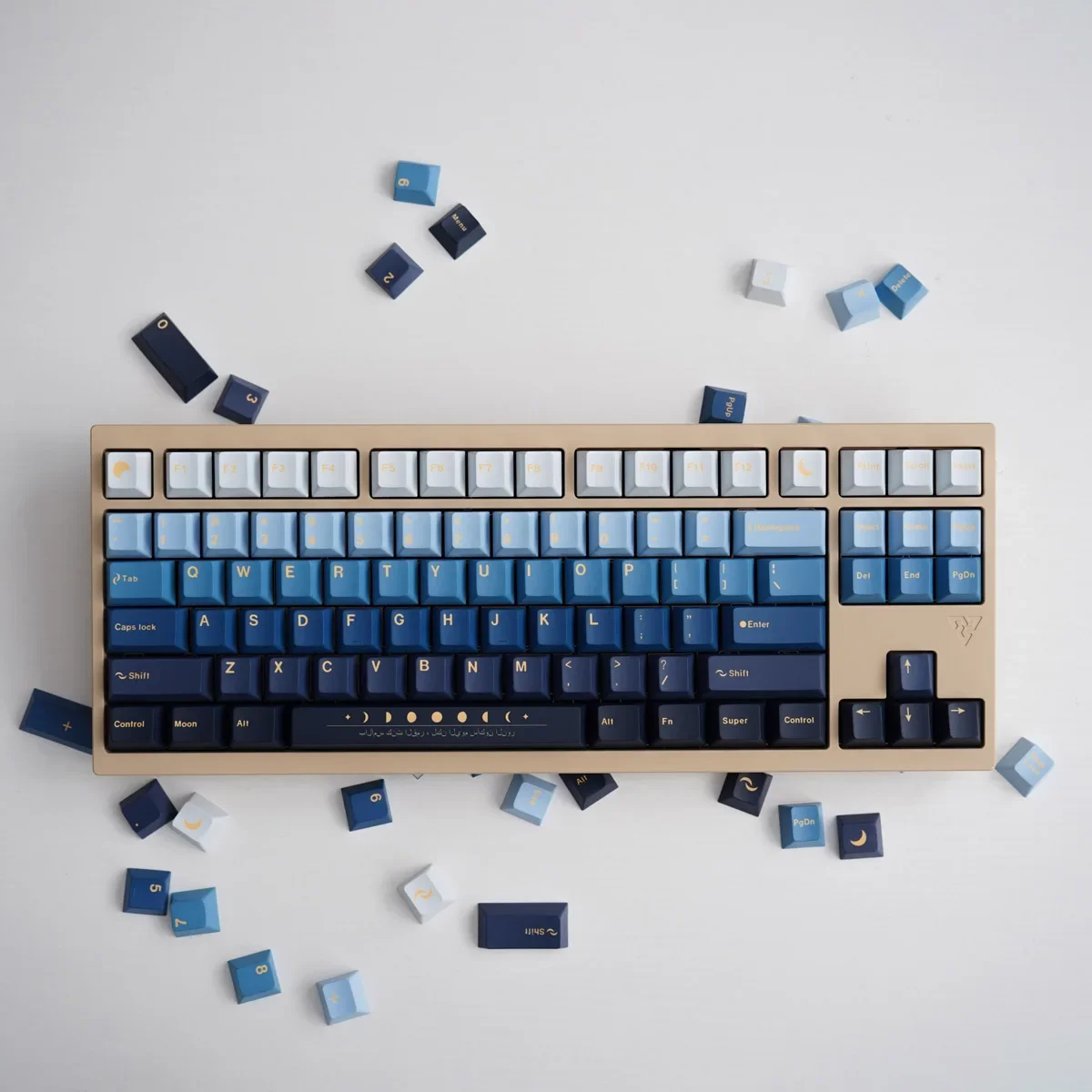 Gradual change blue full set of mechanical keyboard keycap 152 keys PBT sublimation original height