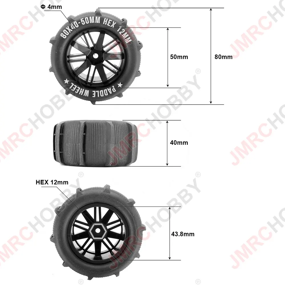 4PCS Snow Sand Tires Paddle Wheel For Wltoys 144010 124016 124017 SCY16101Pro 16102 Pro MJX 16207 16208 16209 16210 RC Car Truck