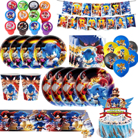 Sonic Birthday Party Decoration Supplies Party Favors Toys Disposable Tableware Set Gift Bag Paper Plate Cup Napkin Balloon Gift