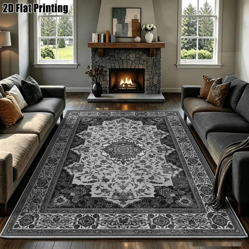 1Pc European Palace Retro Pattern Carpet, Machine Washable, Personalized Decoration, Universal for Persian Home, Suitable for Living Room, Bedroom, Entryway, Office, Corridor
