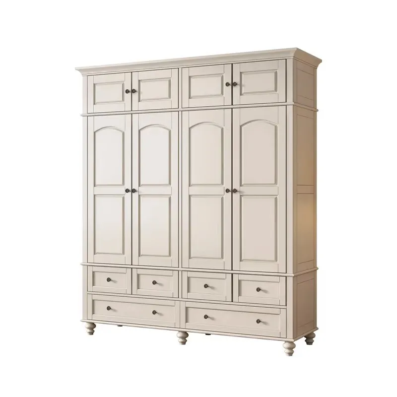 

American, white, cream style, all solid wood, wardrobe, household, bedroom