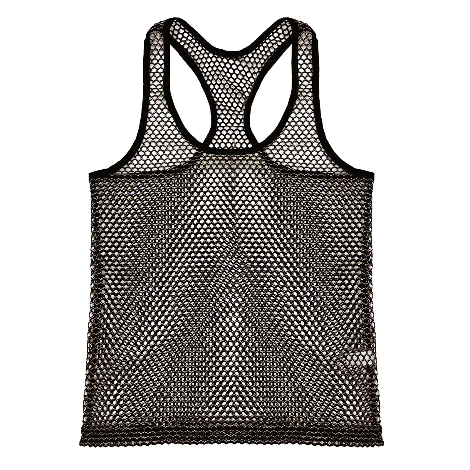 Sport-Mesh-Tanktop für Herren, Racerback, ärmelloses Shirt, Fitness- und Lauf-Muskelshirt, bunte Linien, durchsichtige Netz-Oberteile