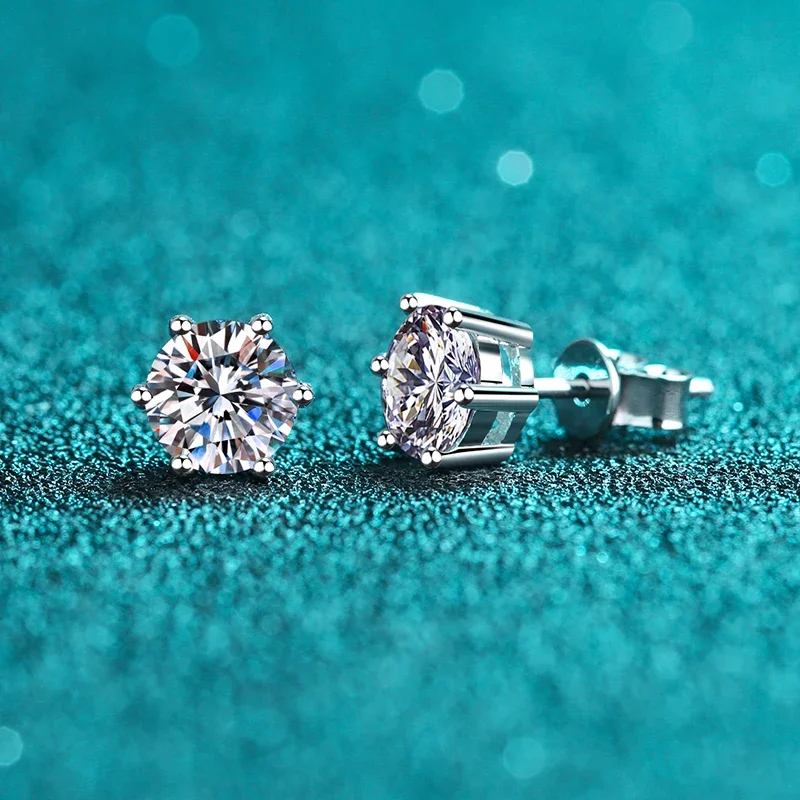 PT950 platinum earrings six-claw earrings moissanite earrings factory direct supply support any identification
