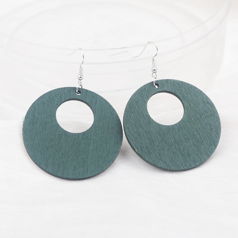 Bohemian Hollow Big Round Dangle Earrings for Women Geometry Wooden Drop Earrings Wedding Party Trendy Vintage Hook Jewelry Gift