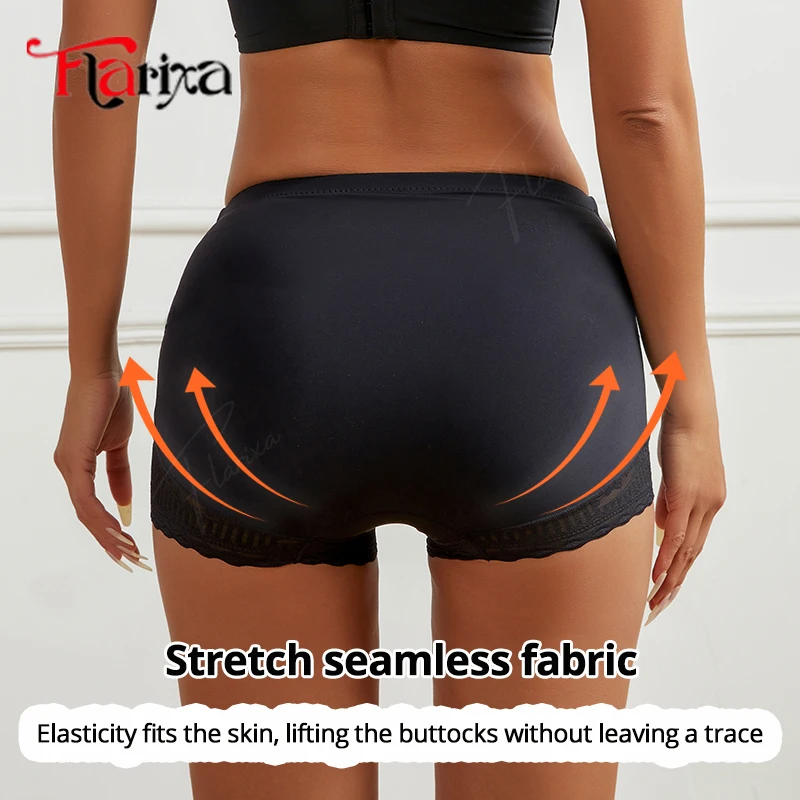 Flarixa Lace Safety Pants Under Skirt Boxers for Women Anti Chafing Shorts With High Waist Hip Lifting Panties Boyshorts