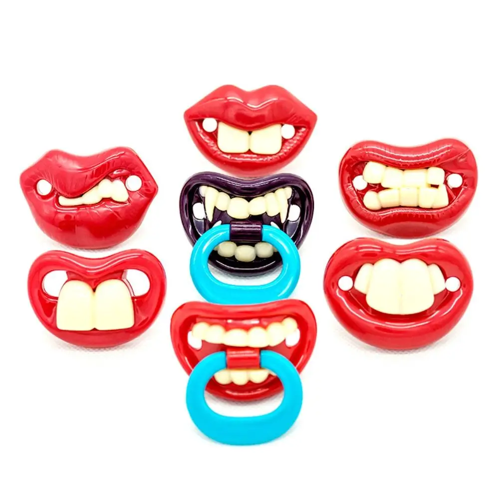 6 Colors Funny Cute Pacifier Novelty Teeth Baby Child Soother Soft Pacifiers with Teeth Food Grade Silicone Pacifier for Babies