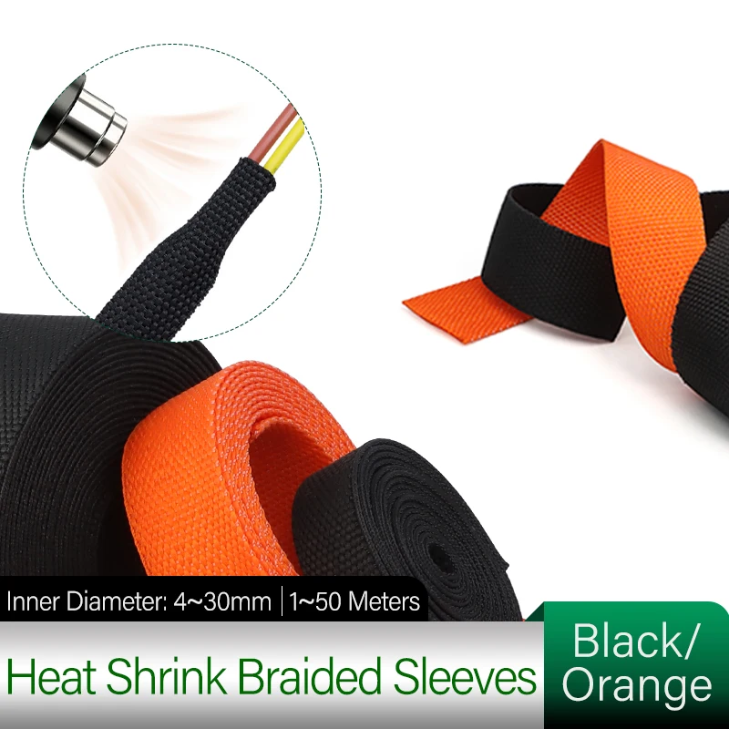 

PET Braided Heat Shrink Tube 4/6/8/10/12/16/20/25/30mm Auto Car Wire Wrap Insulated Sheath Line Protection Cable Sleeve 1~50M