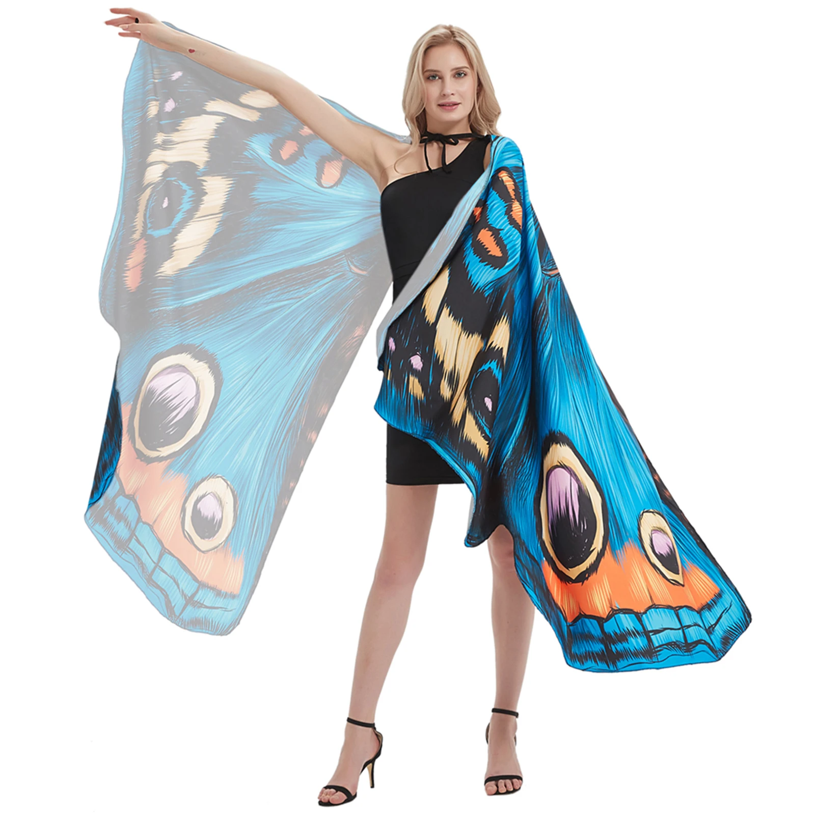 Capa de mariposa de Halloween para mujer, correas de mano ajustables coloridas, capa de alas de mariposa para fiesta festiva de Cosplay