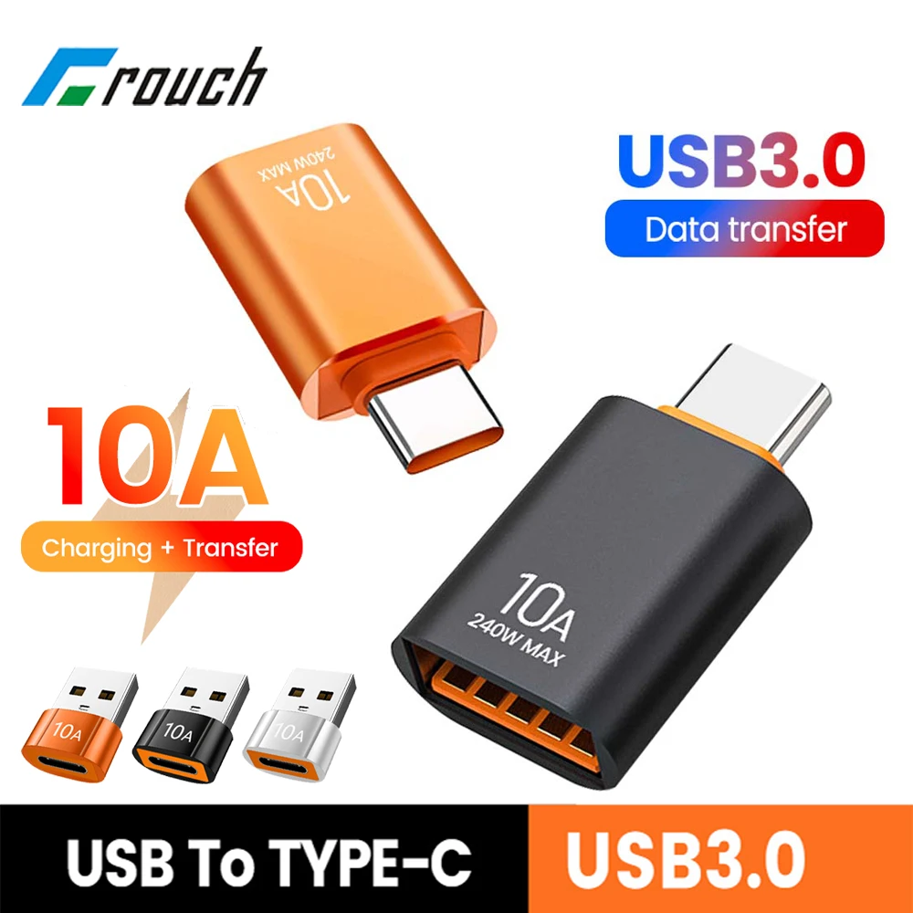 USB 3.0 에서 C 타입 OTG 어댑터, 고속 충전, USB 3.0 암에서 C 타입 수 변환기, 삼성 샤오미 화웨이 OTG 커넥터용, 10A