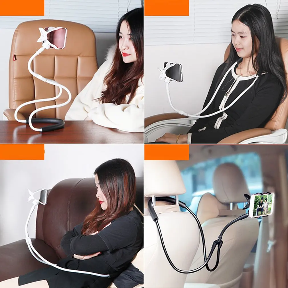 360 Degree Flexible Hands Free Phone Cell Phone Holder Mount Universal Neck Hanging Bracket Lazy Cellphone Mount Accessories