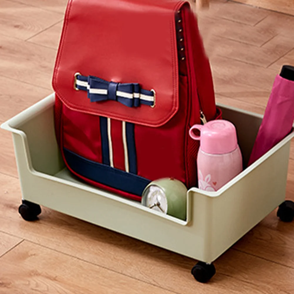 Movable Student Classroom Book Box with Pulleys Storage Case Wheels Container Crate Bookcase Books Organizer Bin