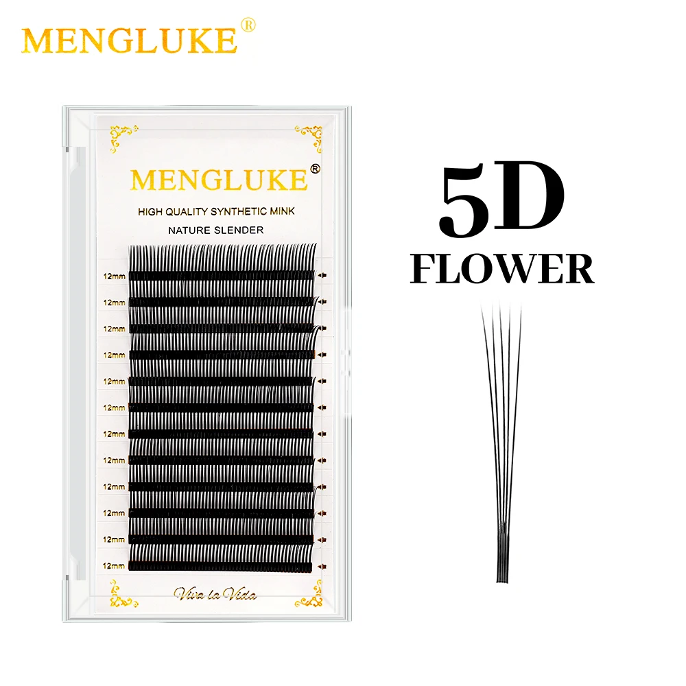 Наращивание ресниц MENGLUKE 5D Flower Fairy Matte Black, профессиональные мягкие пучковые ресницы для естественного пышного образа