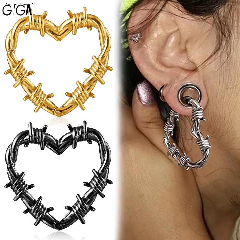 Giga 2 Pezzi 5mm (4g) Pesi per Orecchie a Cuore in Acciaio Chirurgico, Pendenti per Orecchie Dilatate, Orecchini a Calibro, Gioielli per Piercing Corporeo