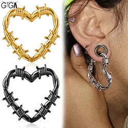 Giga 2Pcs 5mm(4g) Heart Shaped Surgical Steel Ear Weights Hanger for Stretched Ears Dangle Gauges Earrings Body Piercing Jewelry