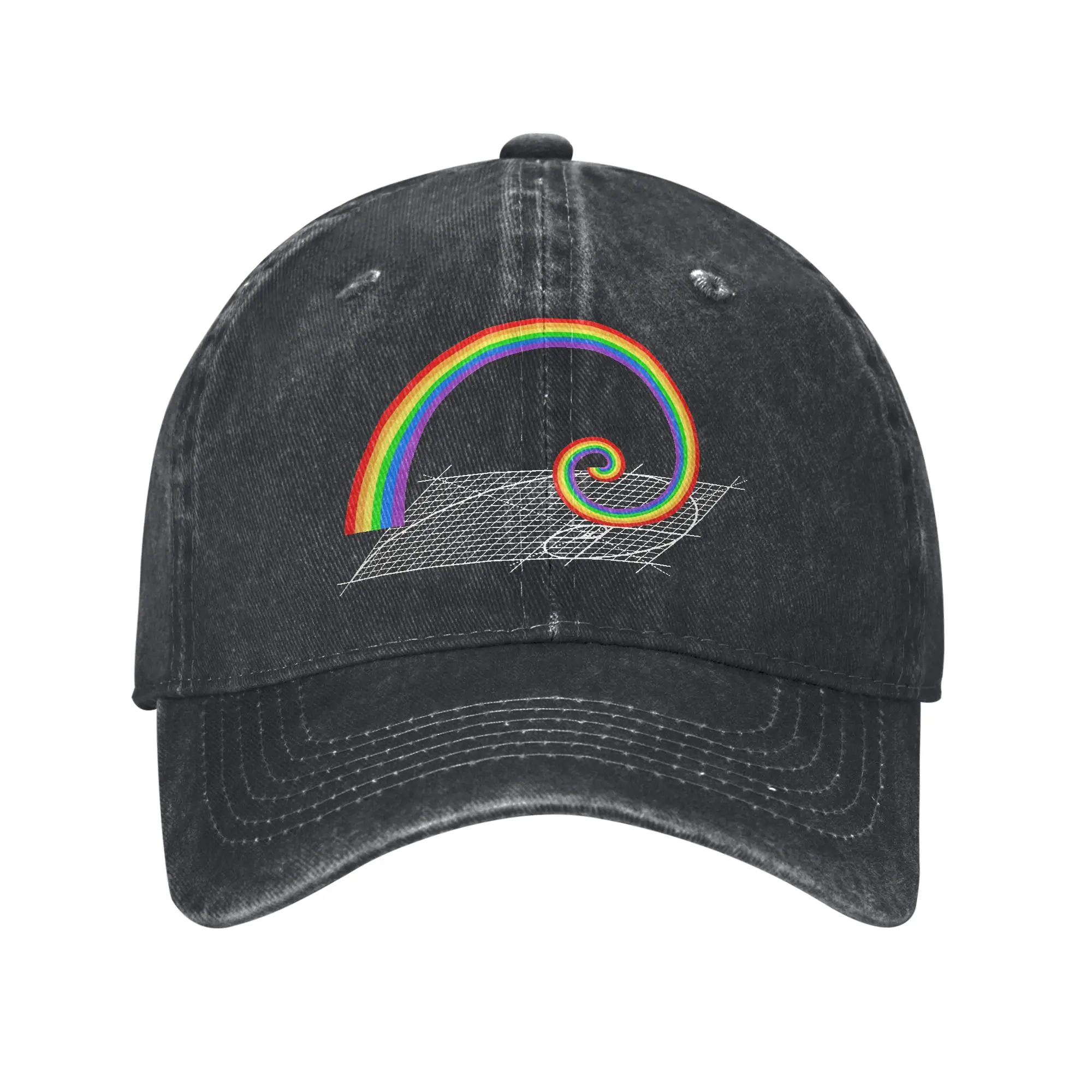 Fibonacci Spiral Golden Ratio Rainbow Baseball Cap Retro Distressed Denim Washed Geek Math Snapback Hat Unisex  Outdoor Cap Hat