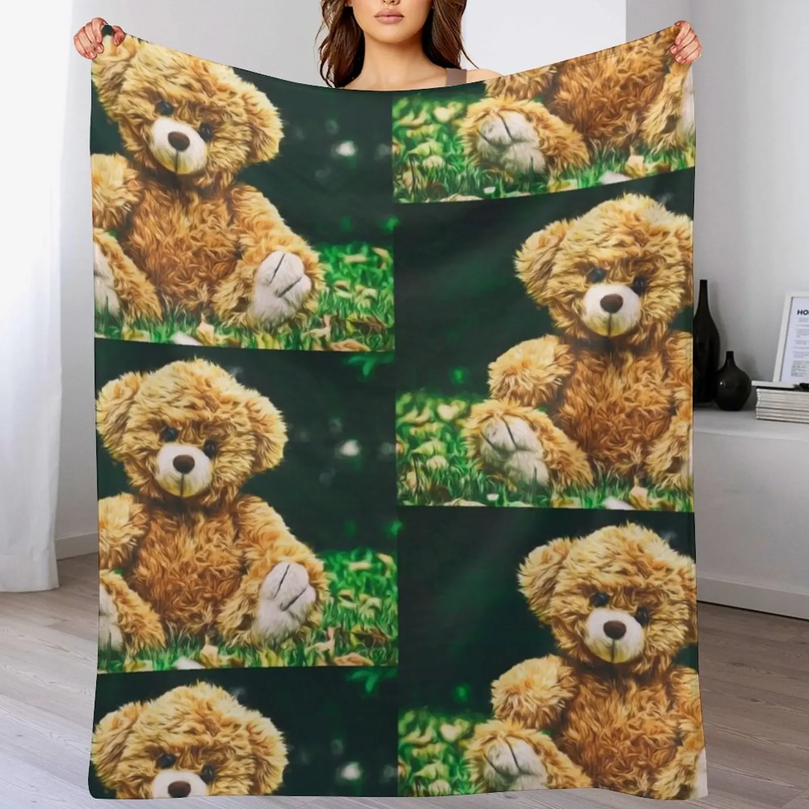 

Adorable Teddy Throw Blanket Soft Bedroom Blanket for Night Sleeping